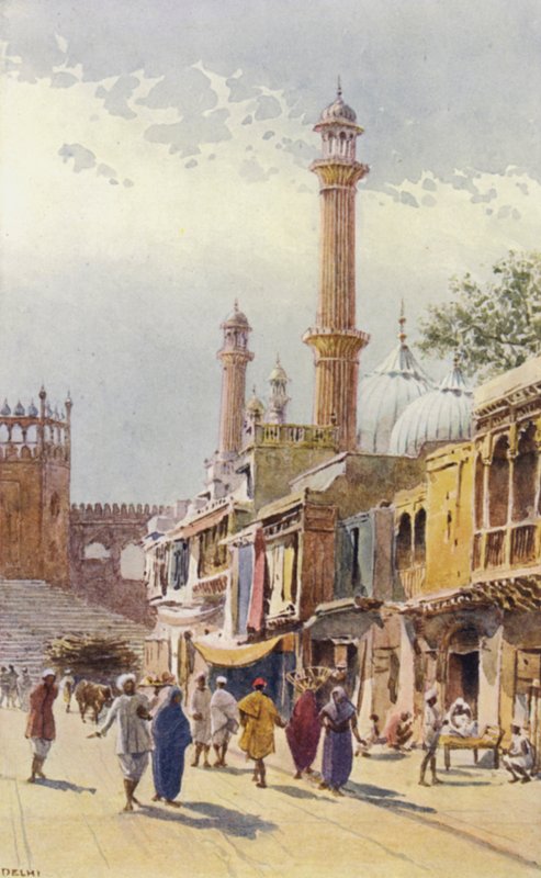 En gade i Delhi, med udsigt mod Jumma Musjid af Alexander Henry Hallam Murray