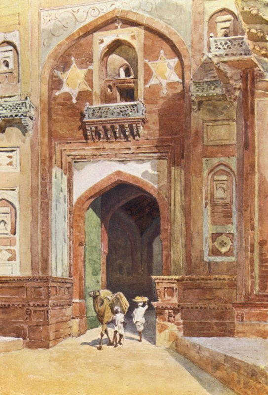Agra Fort, inde i Delhi Gate (farve litho) af Alexander Henry Hallam Murray