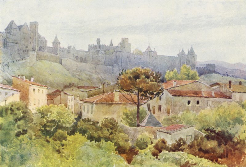 Carcassonne, Cite (farve litho) af Alexander Henry Hallam Murray