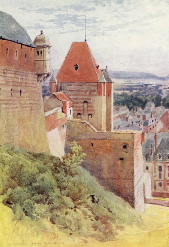 Dieppe, Slot fra det 15. århundrede (farve litho) af Alexander Henry Hallam Murray