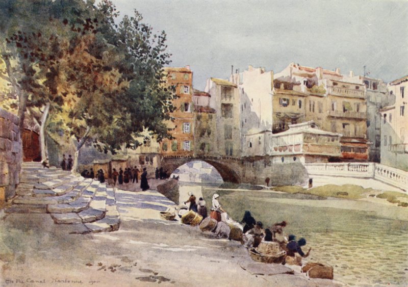 Narbonne, "The Canal Of The Two Seas" (farve litho) af Alexander Henry Hallam Murray