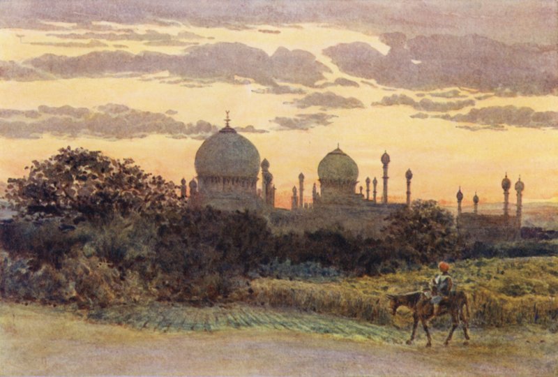 Solnedgang bag Ibrahim Roza, Bijapur af Alexander Henry Hallam Murray