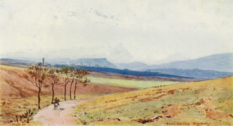 Alperne fra Verona (farve litho) af Alexander Henry Hallam Murray