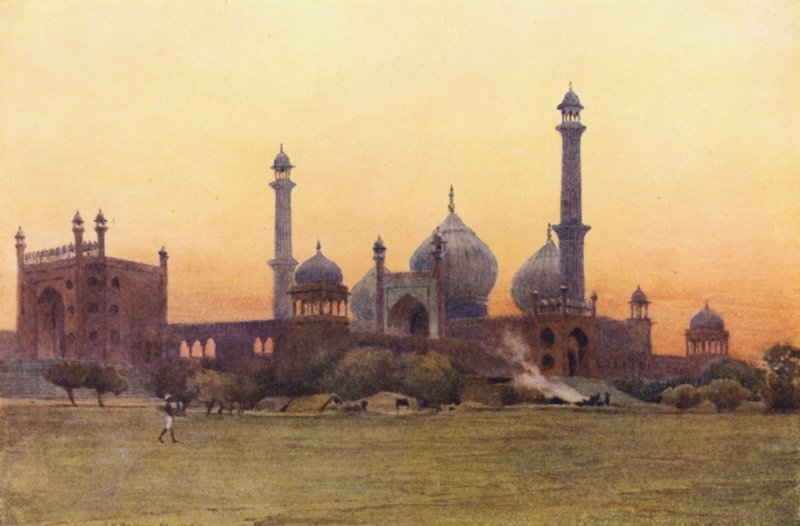 Jumma Musjid, Delhi, ved solnedgang af Alexander Henry Hallam Murray