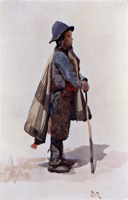 En hyrdedreng fra Andalusien (farve litho) af Alexander Wallace Rimington
