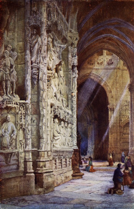 Ambulatoriet, Burgos-katedralen (farve litho) af Alexander Wallace Rimington
