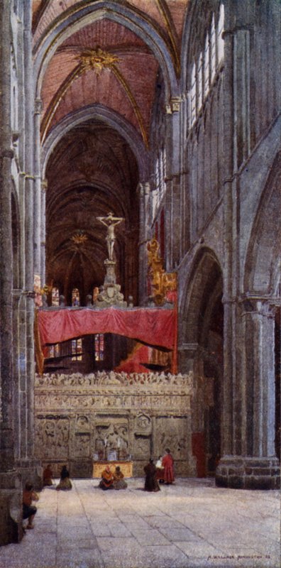 Avila-katedralens skib (litho-farve) af Alexander Wallace Rimington