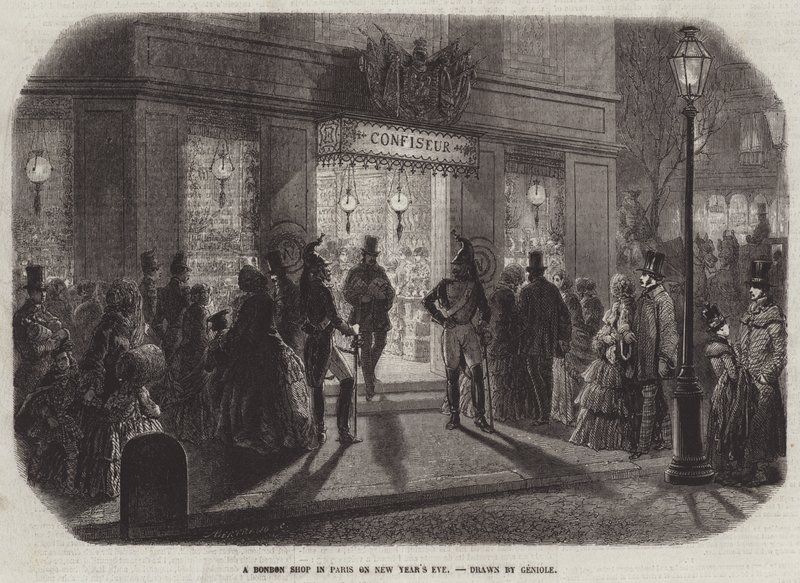 En Bon Bon-butik i Paris nytårsaften af Alfred Andre Geniole