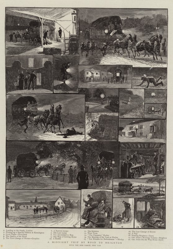 En midnatstur ad vejen til Brighton af Alfred Chantrey Corbould