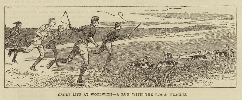 Cadet Life at Woolwich, et løb med RMA Beagles af Alfred Chantrey Corbould