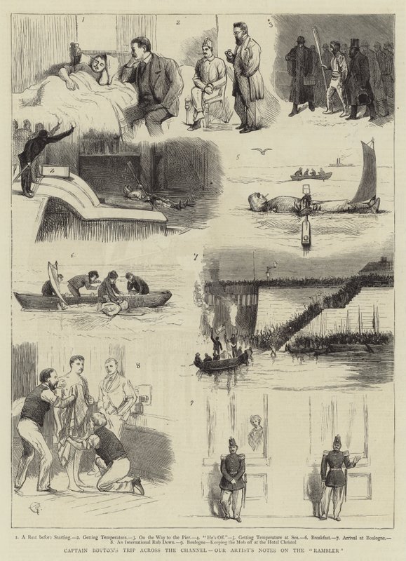 Kaptajn Boytons rejse over Kanalen, vores kunstners noter om Rambler af Alfred Chantrey Corbould