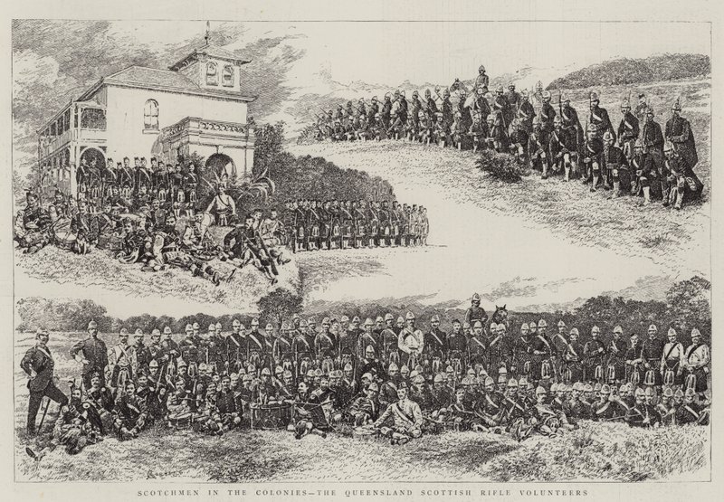 Scotchmen in the Colonies, Queensland Scottish Rifle Volunteers af Alfred Chantrey Corbould