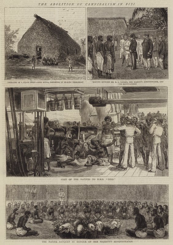 Afskaffelsen af kannibalisme i Fiji af Alfred Chantrey Corbould