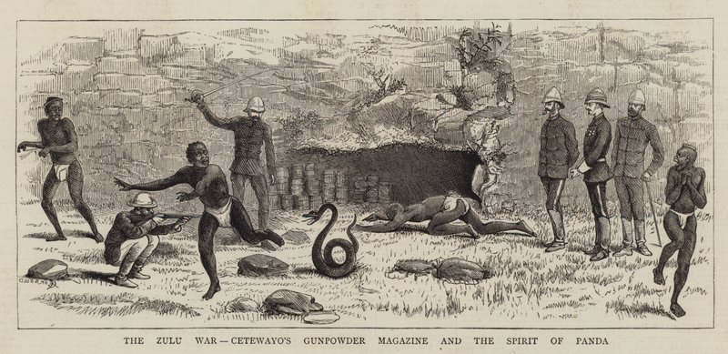 Zulukrigen, Cetewayos Krudtmagasin og Pandas ånd af Alfred Chantrey Corbould