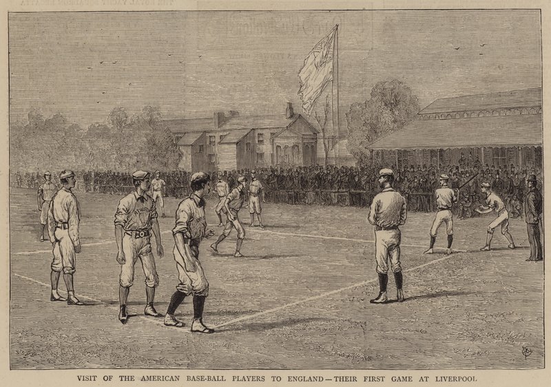 Besøg af de amerikanske baseballspillere til England, deres første kamp i Liverpool af Alfred Chantrey Corbould