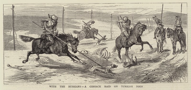 Med russerne, et kosak-angreb på tyrkiske hunde af Alfred Chantrey Corbould