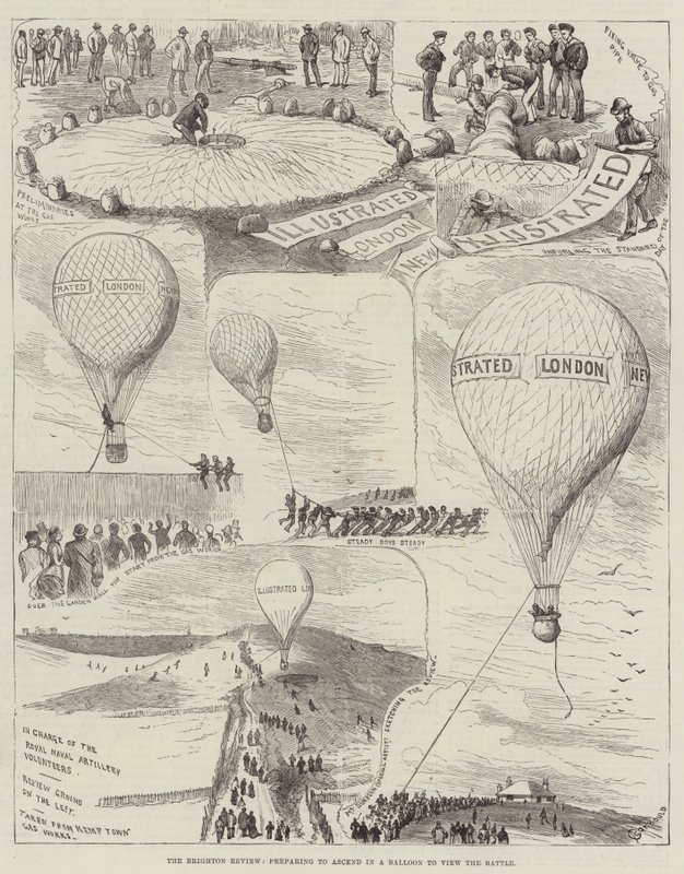 The Brighton Review, forbereder sig på at stige op i en ballon for at se slaget af Alfred Courbould