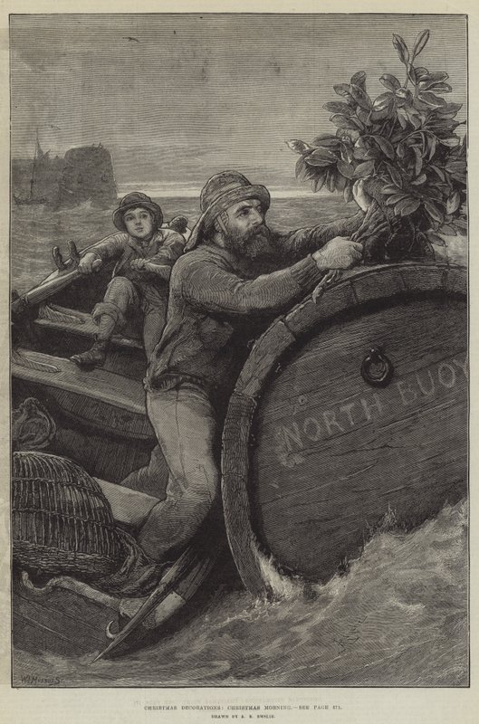 Juledekorationer, julemorgen af Alfred Edward Emslie