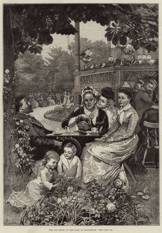 Te og musik i parken i Rotterdam af Alfred Edward Emslie