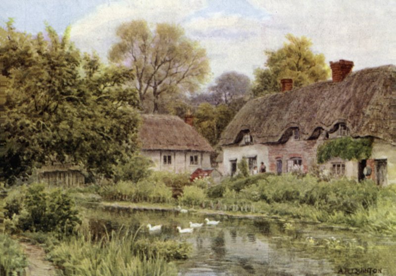 Hytter ved søen, nær Salisbury, Wilts af Alfred Robert Quinton