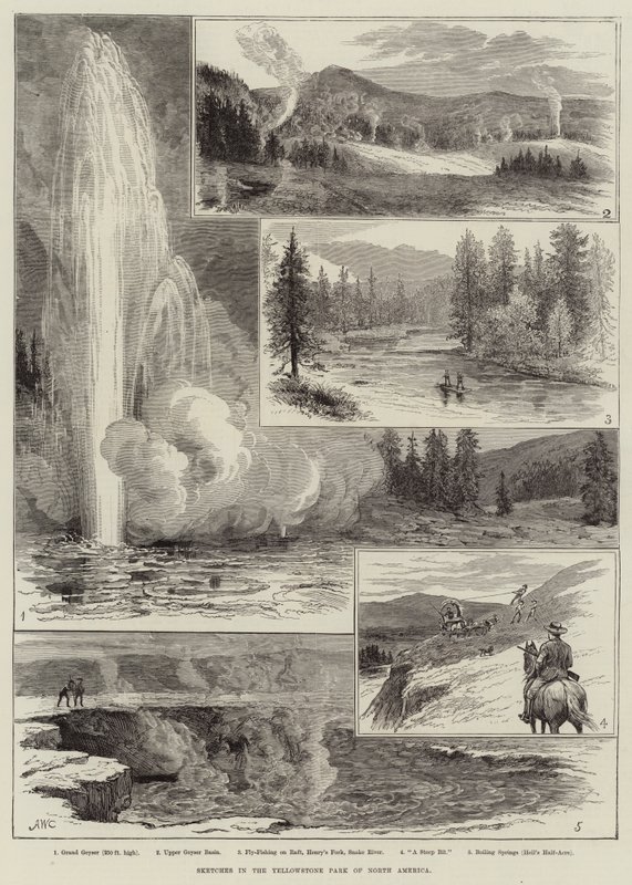 Skitser i Yellowstone Park i Nordamerika af Alfred W. Cooper