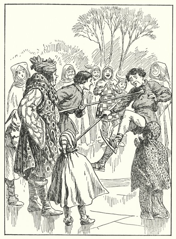 Det glade England: Lærlinge på isen (litografi) af Alfred (after) Pearse