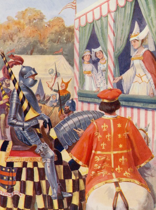 Det glade England: The Queen of Beauty (farvelitografi) af Alfred (after) Pearse