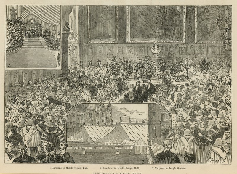 De Kongelige Domstole: Frokost i Middle Temple af Alfred Chantrey Corbould