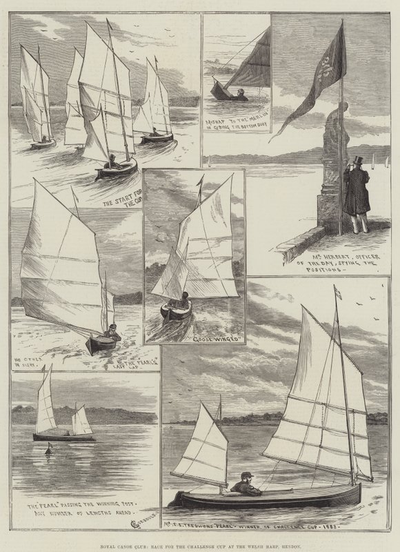 Royal Canoe Club, Race for Challenge Cup på Welsh Harp, Hendon af Alfred Courbould