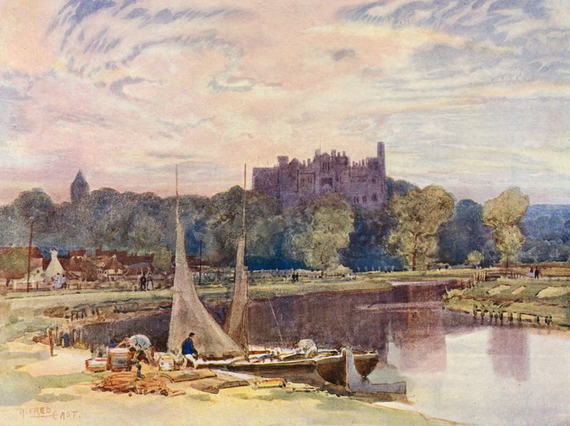 Arundel Castle, fra Arun (farvelitografi) af Alfred East