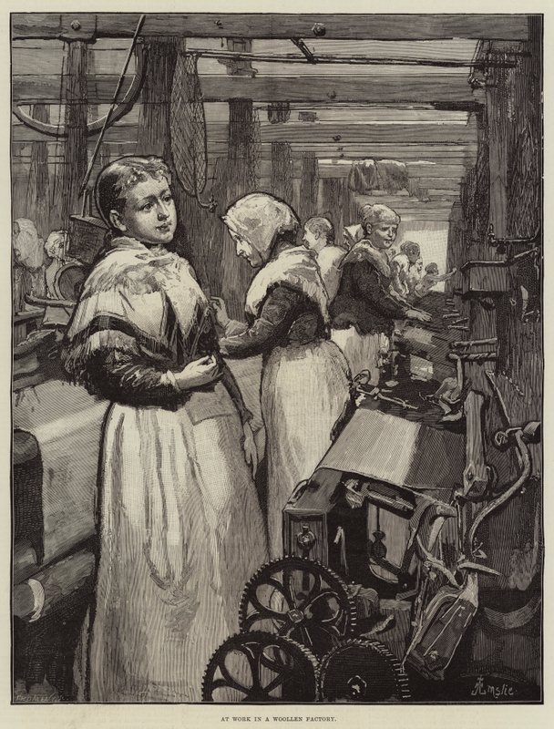 På arbejde i en uldfabrik af Alfred Edward Emslie
