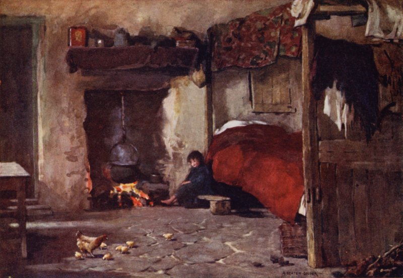 Et sommerhusinteriør, Achill Island af Alfred Heaton Cooper