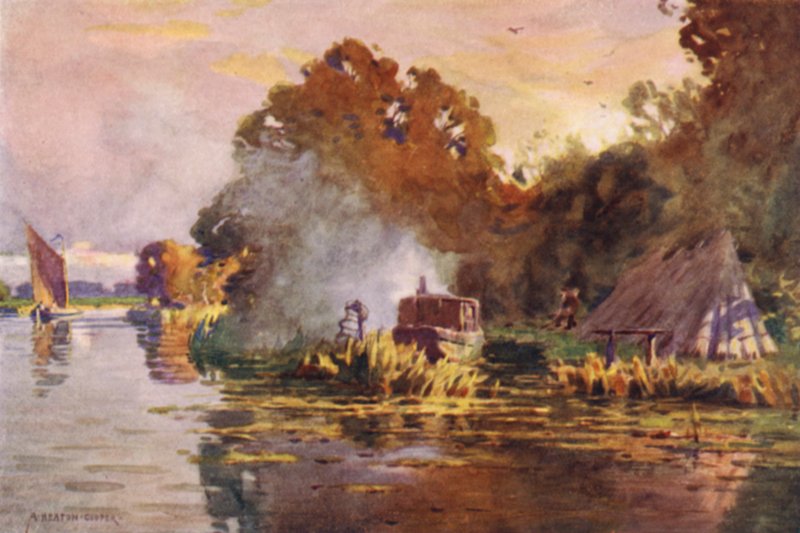 En ålefisker på Bure, Norfolk af Alfred Heaton Cooper