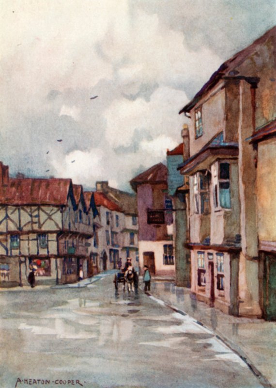 Axbridge (farve litografi) af Alfred Heaton Cooper