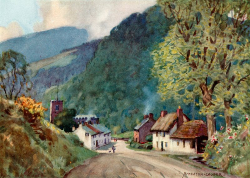Crowcombe, i Quantocks (farve litho) af Alfred Heaton Cooper