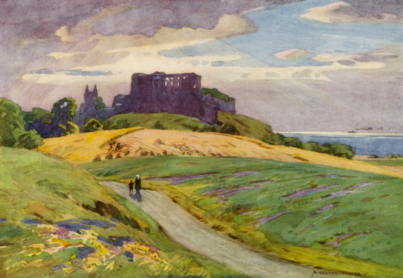Danmark: Bornholm, Hammershus Slot (farve litho) af Alfred Heaton Cooper