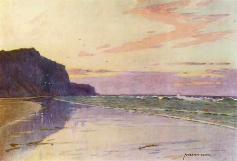 Danmark: Danmarks vestligste punkt, nær Esbjerg (farve litho) af Alfred Heaton Cooper