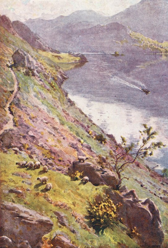 Lake District: A Mountain Path, Sandwick, Ullswater (farvelitografi) af Alfred Heaton Cooper