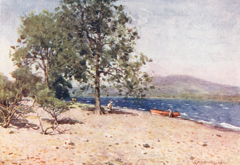 Lake District: Bassenthwaite Lake, en blæsende morgen (farvelitografi) af Alfred Heaton Cooper