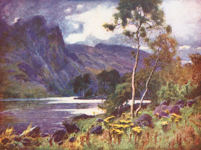 Lake District: Raven Crag, Thirlmere (farvelitografi) af Alfred Heaton Cooper