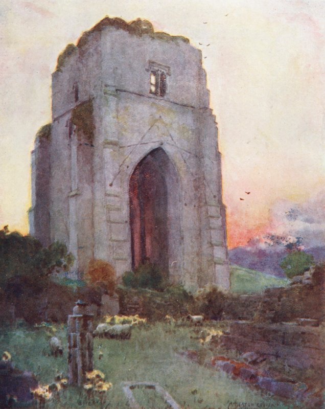 Lake District: Shap Abbey (farvelitografi) af Alfred Heaton Cooper