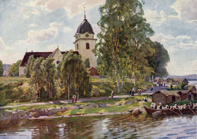 Søndag i Rattvik, Dalecarlia af Alfred Heaton Cooper