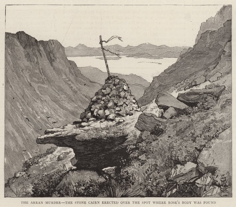 Arran-mordet, stenvarden rejst over det sted, hvor Roses lig blev fundet af Alfred Heaton Cooper