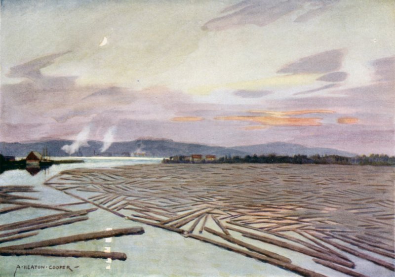 Tømmer ved floden Angerman, Harnosand af Alfred Heaton Cooper