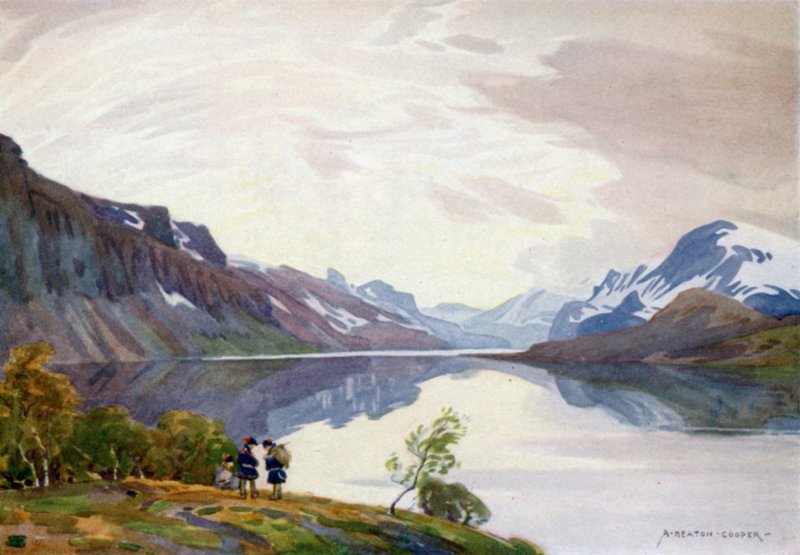 Udsigt fra turiststation, Saltoluokta, Lapland af Alfred Heaton Cooper