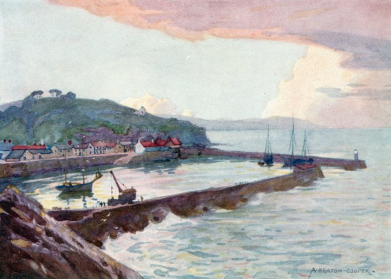 Watchet Harbor (farve litho) af Alfred Heaton Cooper