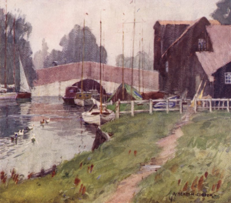 Wroxham Bridge, Norfolk, En regnvejrsdag af Alfred Heaton Cooper