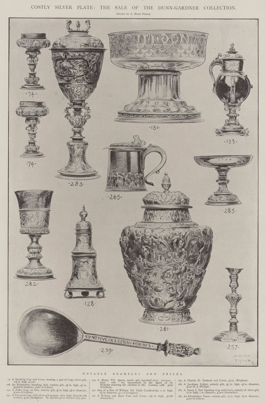 Kostbar sølvplade, udsalg af Dunn-Gardner Collection af Alfred Hugh Fisher