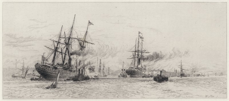 Forsendelse på Mersey (ætsning) af Alfred Louis Brunet Debaines