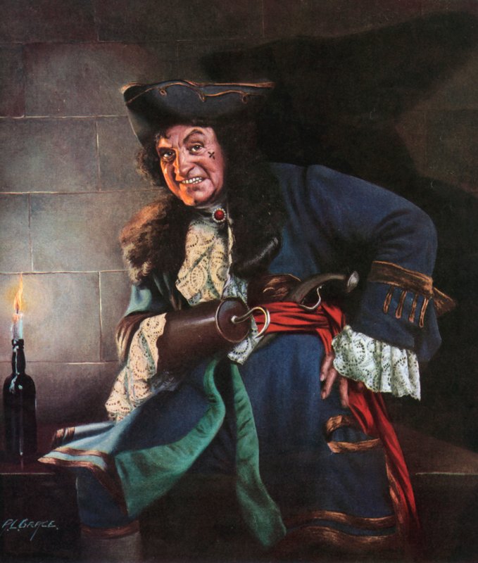 Captain Hook fra Peter Pan (farve litho) af Alfred Lyndon Grace